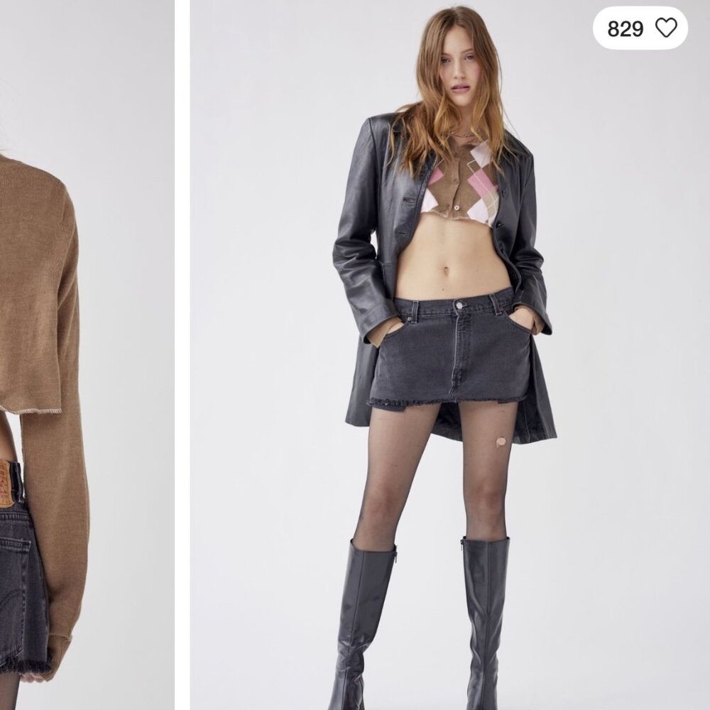 Urban Renewal Remade Levi's Low-Rise Denim Micro Mini Skirt